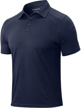 Men’s Navy Blue Quick Dry Tactical Polo Shirt Short Sleeve Casual Golf Top